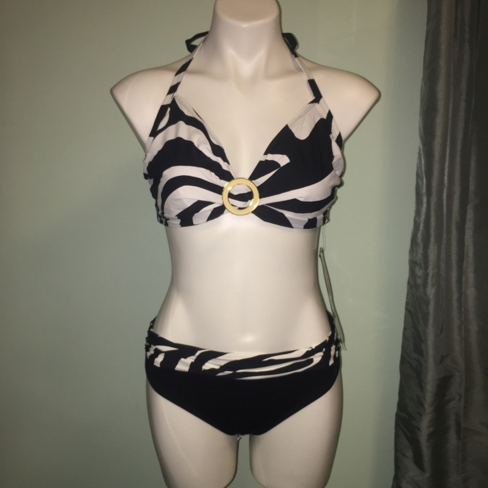 Coco Reef halter underwire 36/38D zebra bikini